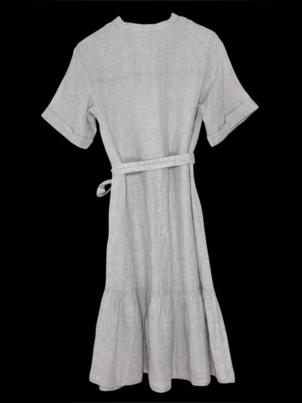 Haven Well Within 100% Linen Dress XS Beige Tie Waist Midi Cottagecore - Picture 3 of 6